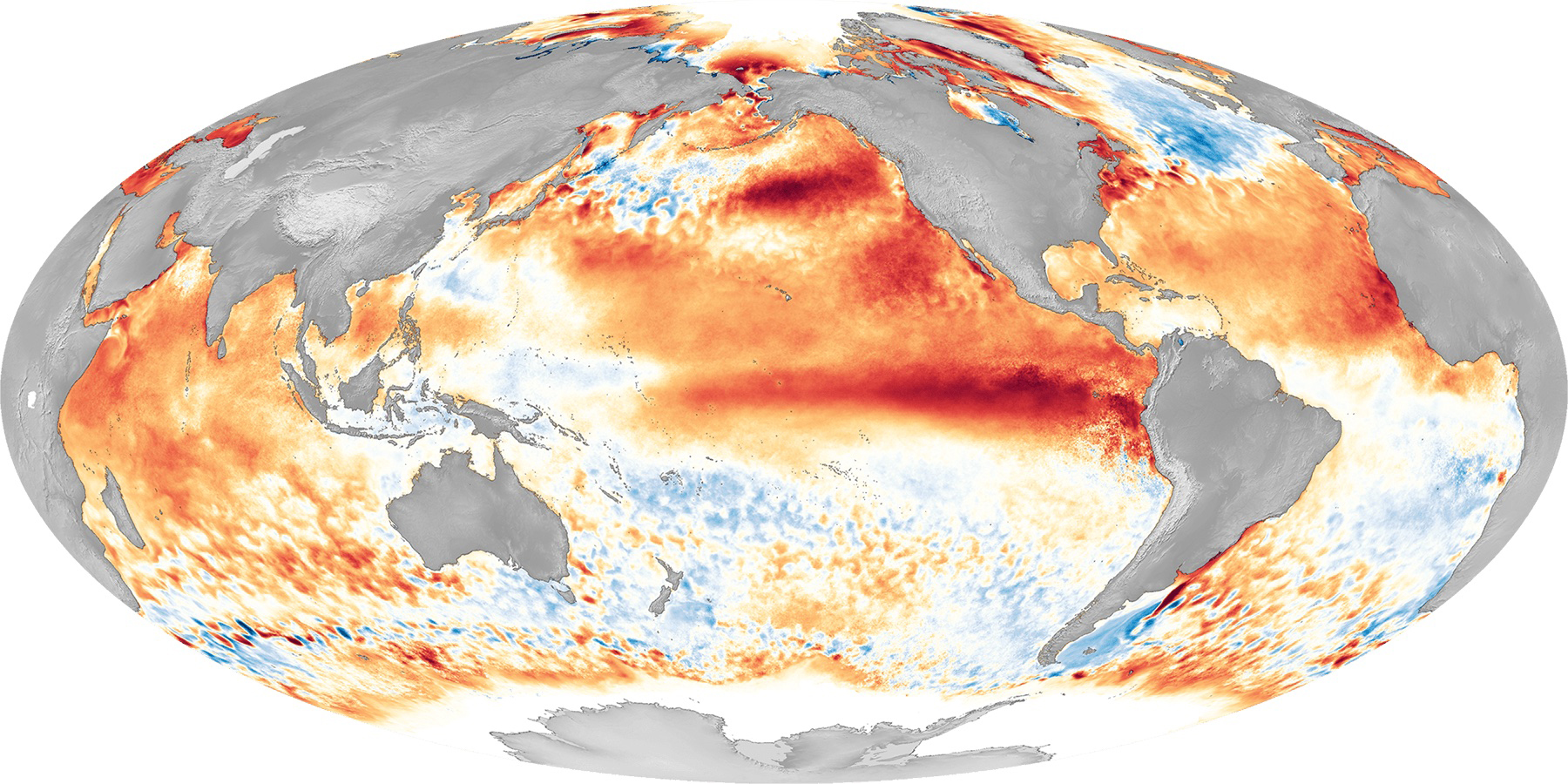 NOAA maps showing the 2016 El Niño sending a huge plume of warm ocean to the Americas. The Super El Niño may change the world weather patterns this winter, even in PA.