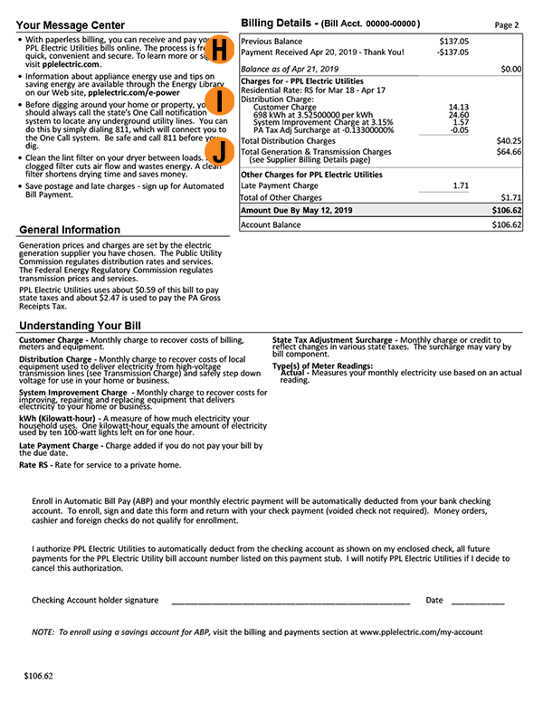 PPL Energy Example Bill Page 2